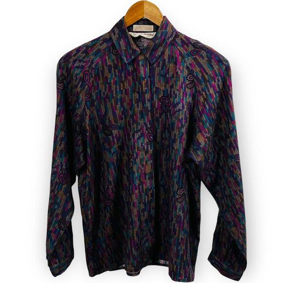 Diane Von Furstenberg Women’s Blouse Top Purple Vintage 70s Size 8 - Picture 3 of 9